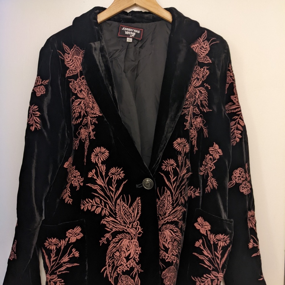 Johnny Was Workshop Velvet Embroidered Jacket